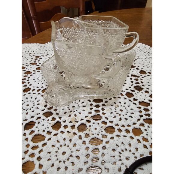 VTG Indiana Glass Sandwich Diamond Shaped Creamer and Sugar Set EAPG Beautiful!! - Picture 4 of 4
